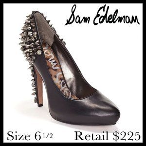 Sam Edelman Black Leather Studded Roza Spike Heels
